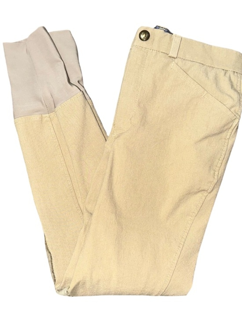 Tuffrider Boys Sz 12 Safari Tan Beige Stretch Circuit Knee Patch Pants Breeches